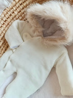 Combinaison pilote en maille blanche fourrure - personnalisable - plusieurs tailles -