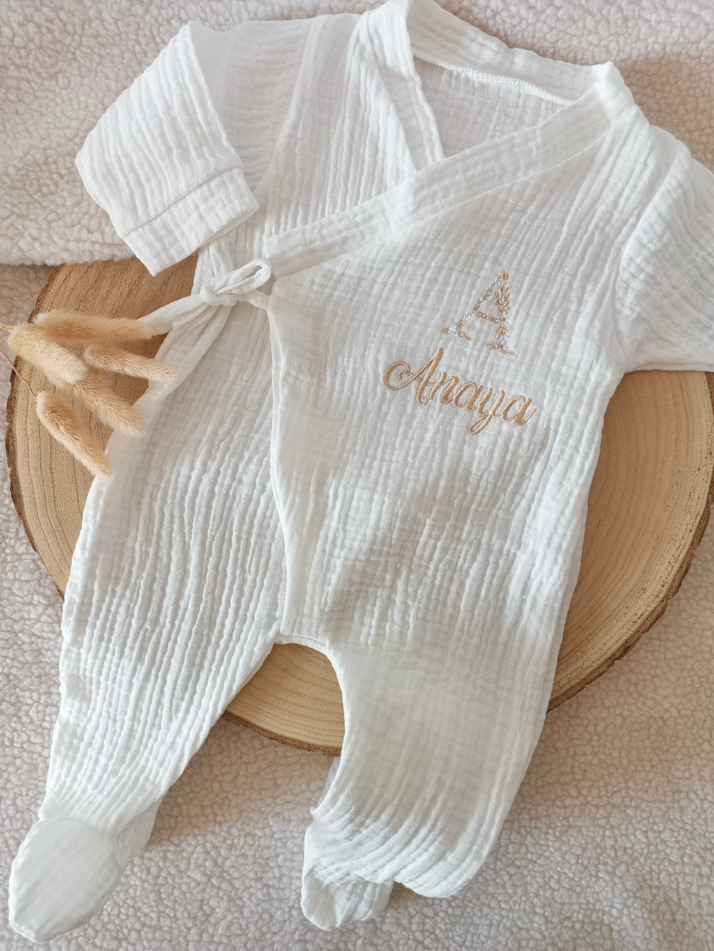 Pyjama cache cœur blanc 100% coton