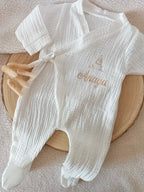 Pyjama cache cœur blanc 100% coton