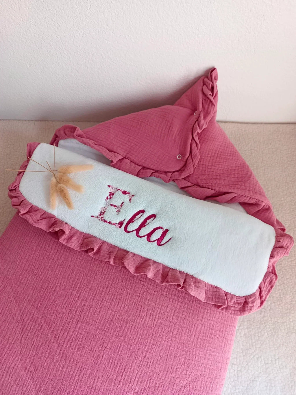 Nid d’ange personnalisé bébé en gaze de coton