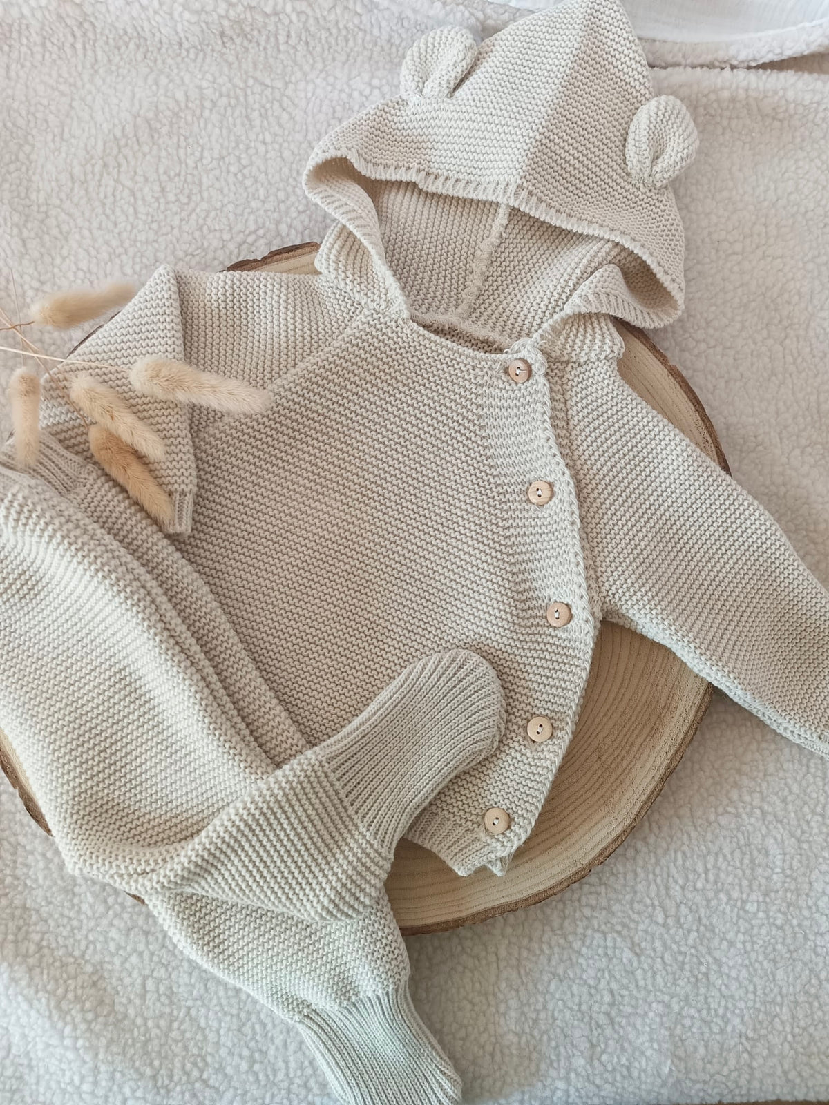 Tenue naissance beige 0/3 mois - avec oreilles de lapin - personnalisable -
