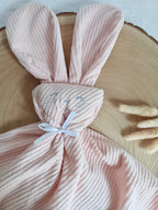 Doudou lapin yeux avec oreilles velours rose