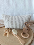Trousse en nid d’abeille beige - personnalisable -
