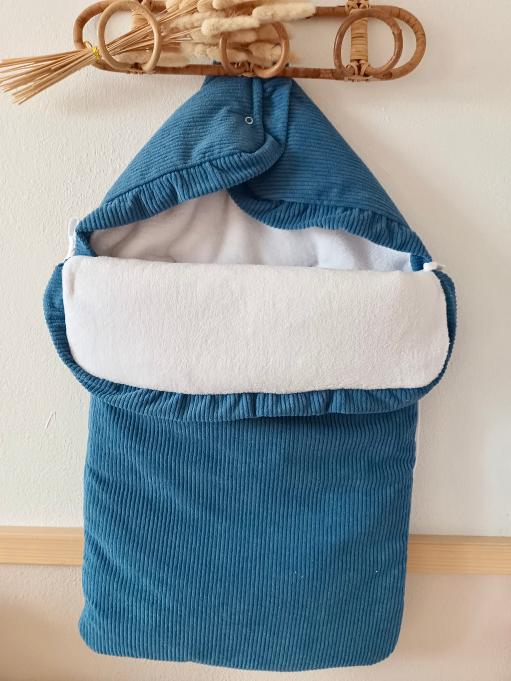 Nid d'ange en velours et polaire bleu marine