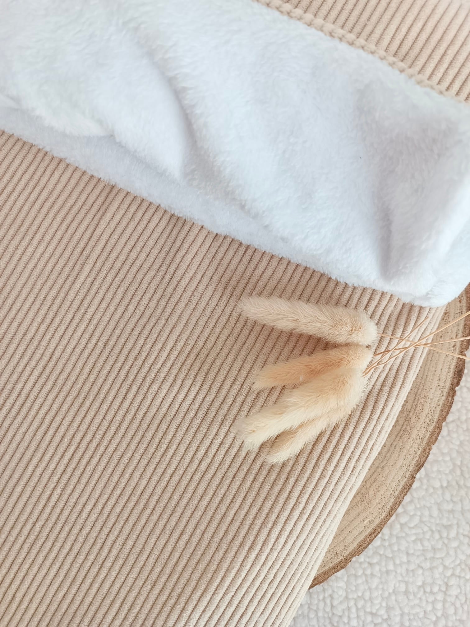 Couverture velours beige et polaire blanc - personnalisable -