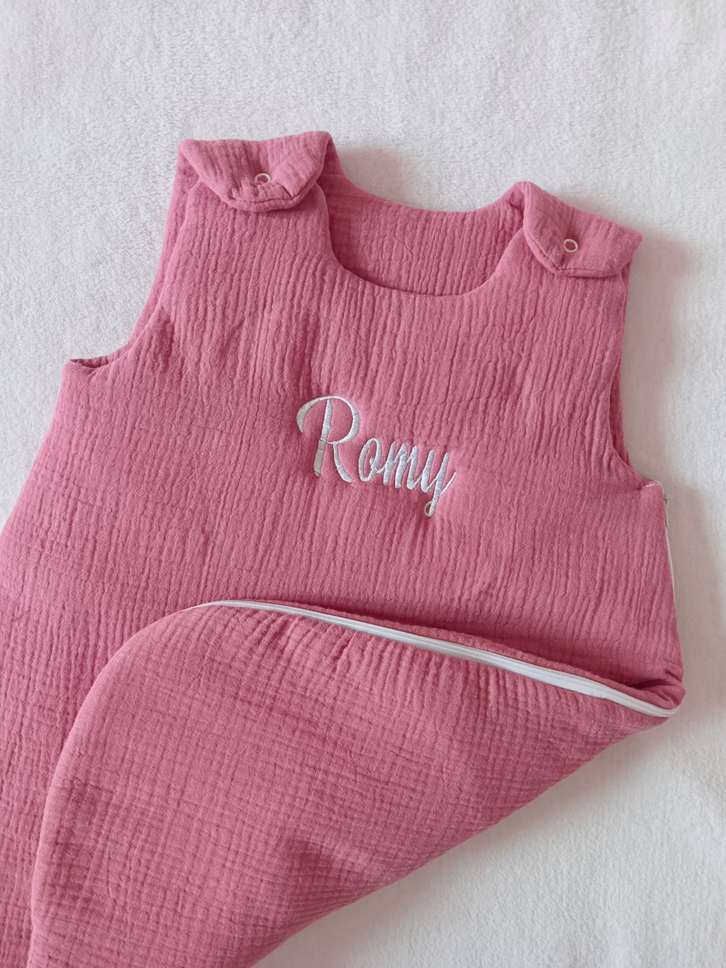 Gigoteuse molletonée en gaze de coton framboise