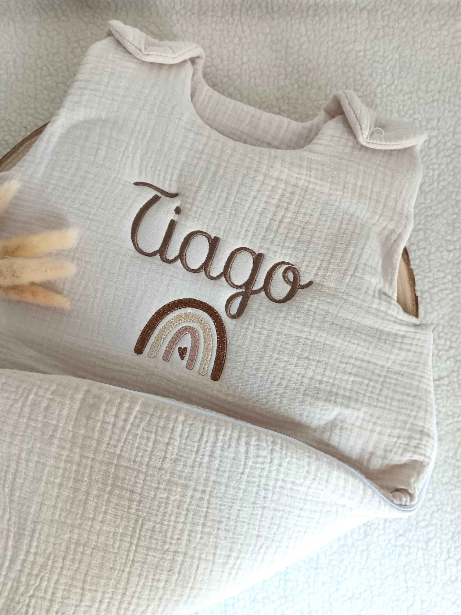 Gigoteuse molletonnée en gaze de coton beige 0/6mois ou 6/24 mois