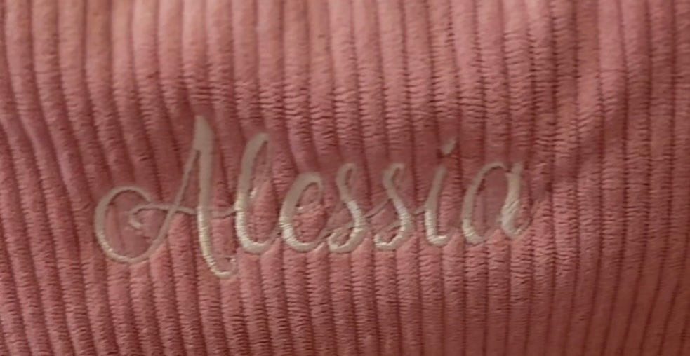 Trousse en velours terracotta- personnalisable -