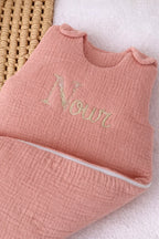 Personalized baby sleeping bag in cotton gauze