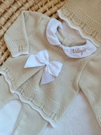 Ensemble naissance en maille personnalisé - Tendresse