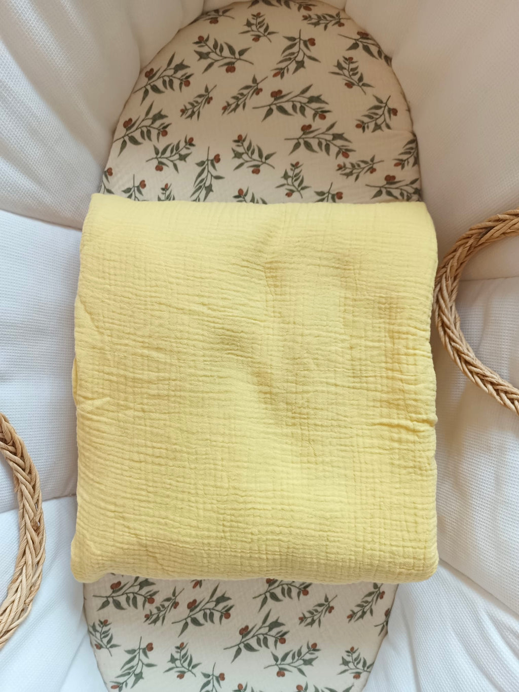 Couverture en gaze de coton et polaire jaune 90*90