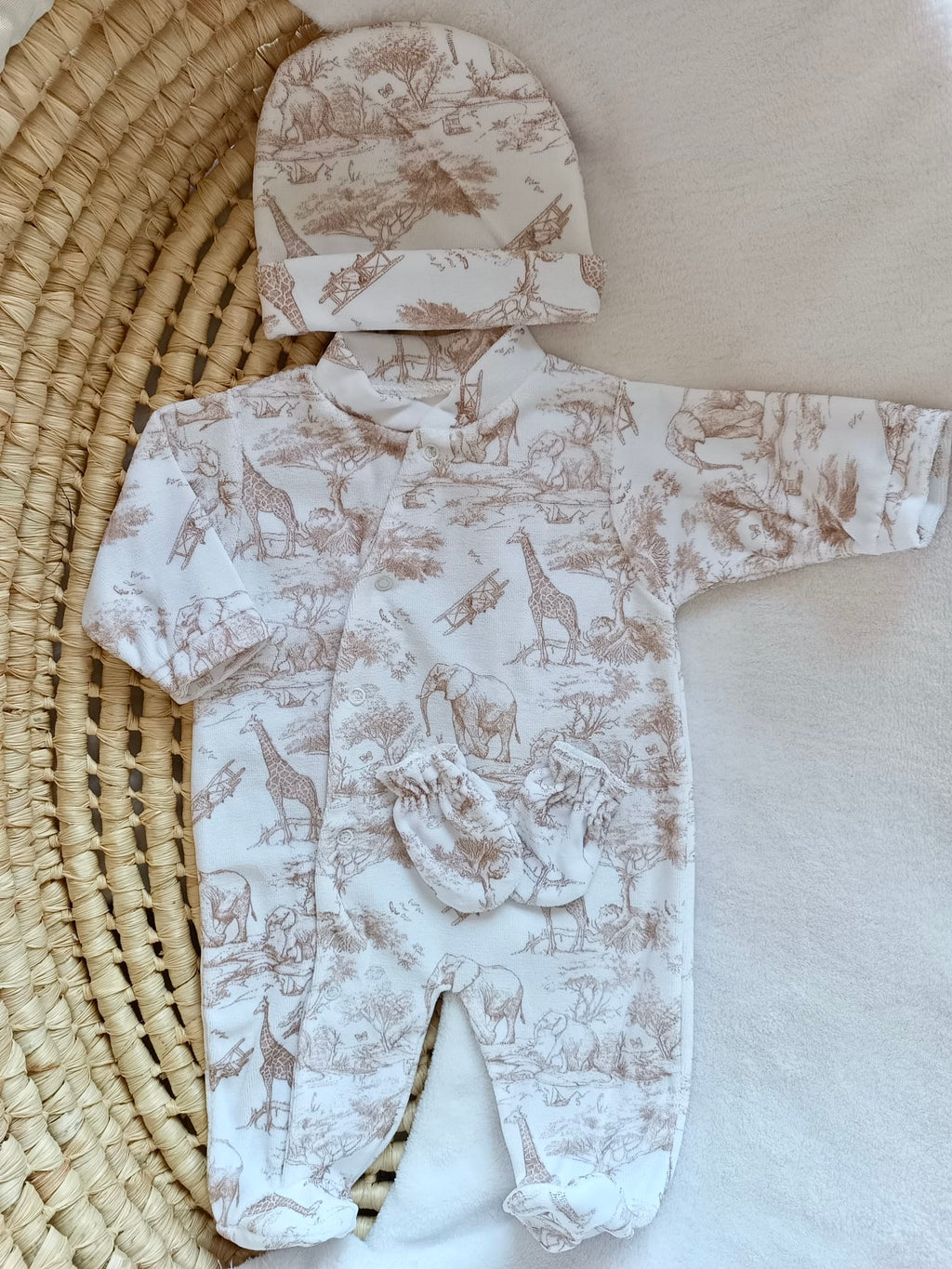 Dors bien velours tons safari beige, 3 pièces