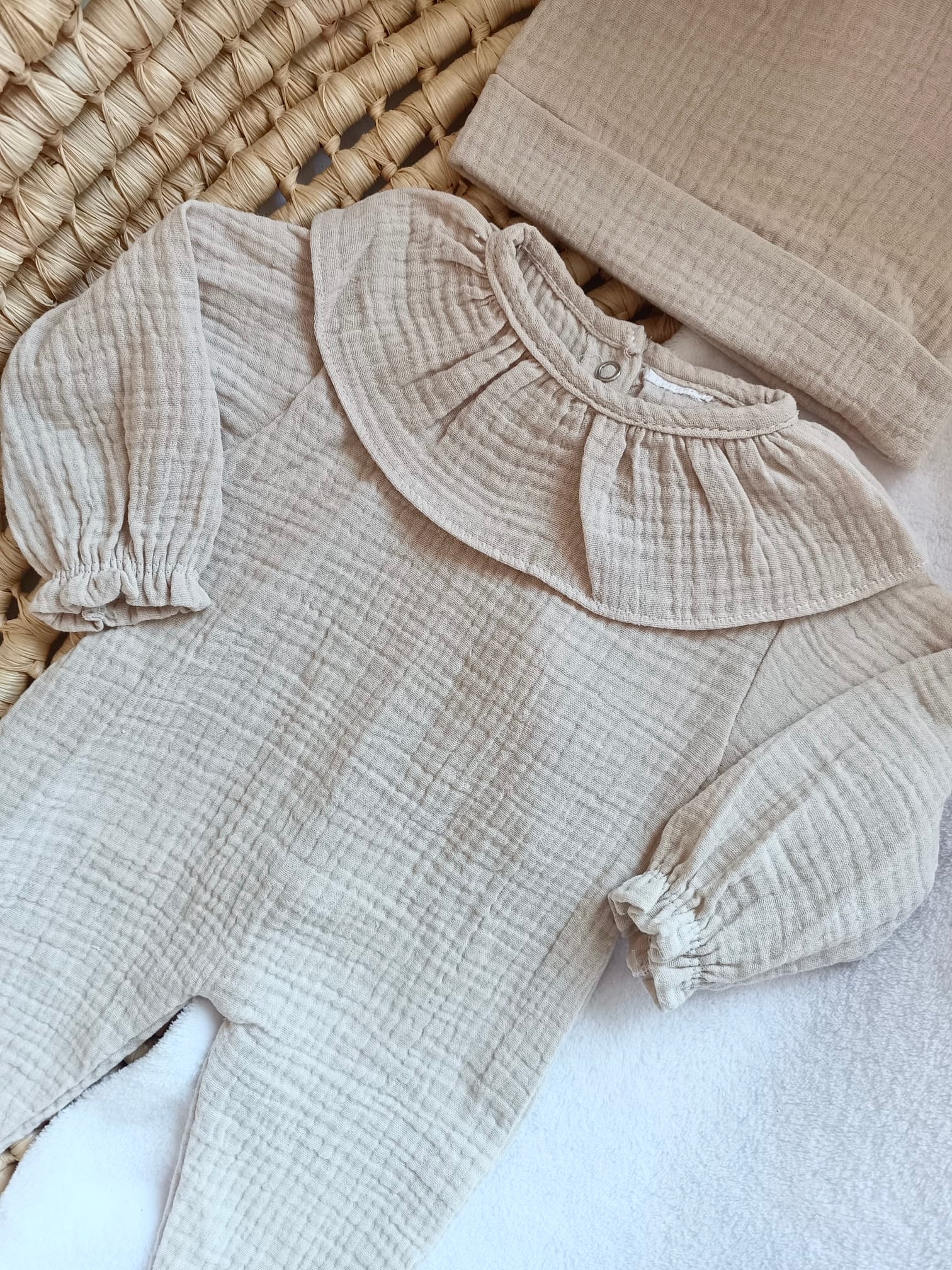 Ruffled all-in-one 100% cotton 0/3 months
