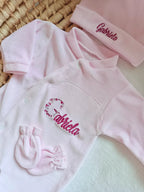 Personalized velvet sleepsuit – 3-piece baby set