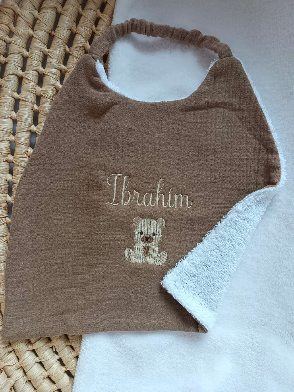 Bavoir personnalisé bébé en gaze de coton