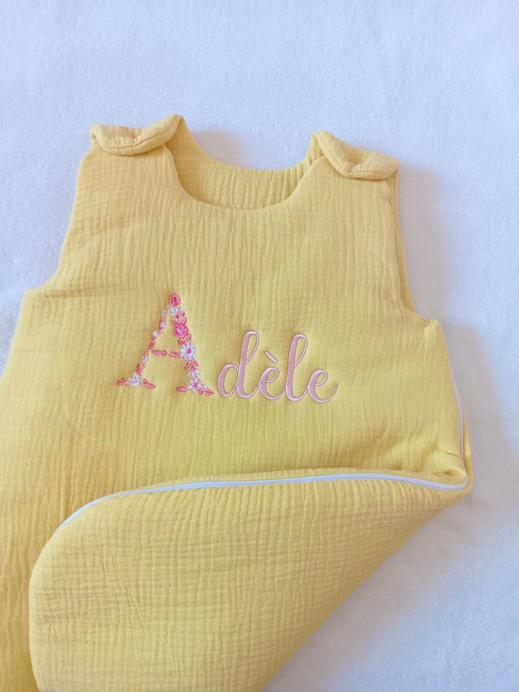 Personalized baby sleeping bag in cotton gauze