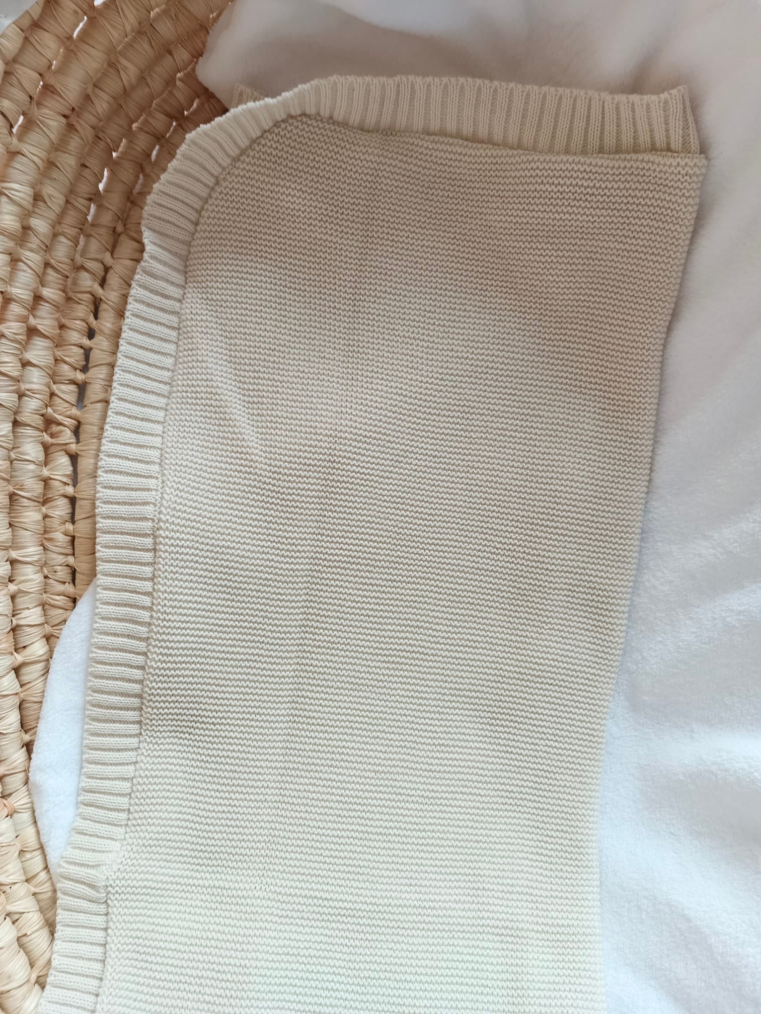 Couverture en maille beige - personnalisable -