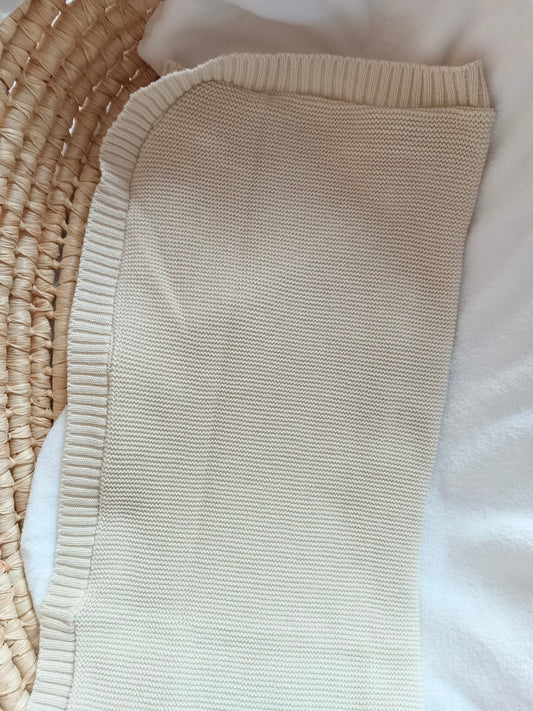 Couverture en maille beige - personnalisable -