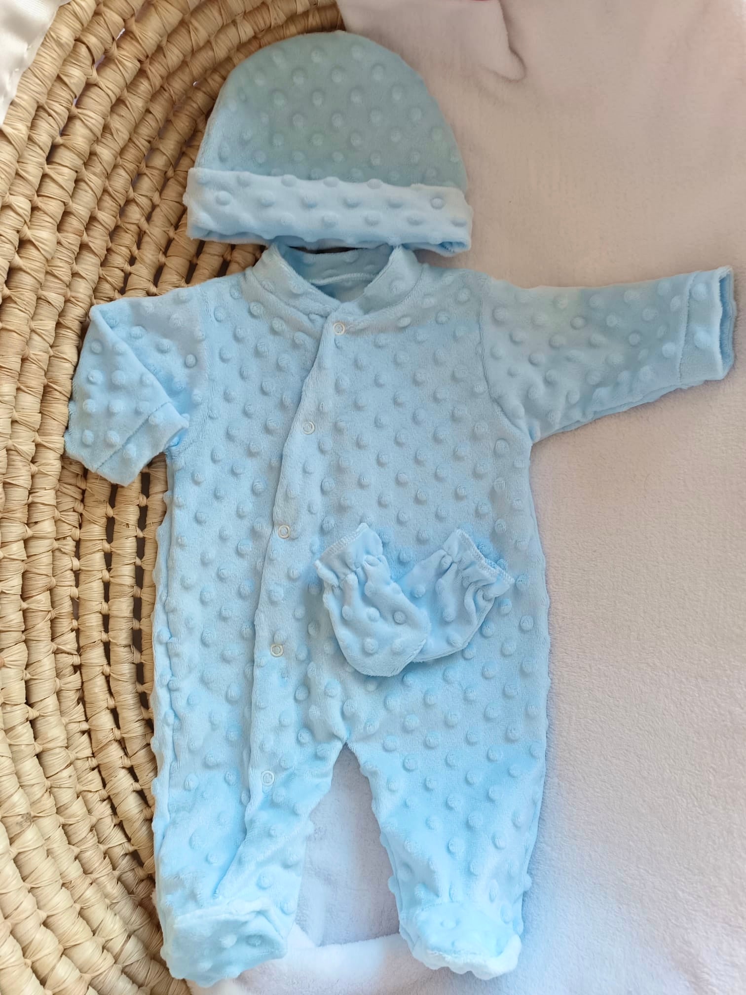 Pyjama naissance personnalisé minky – ensemble 3 pièces bébé