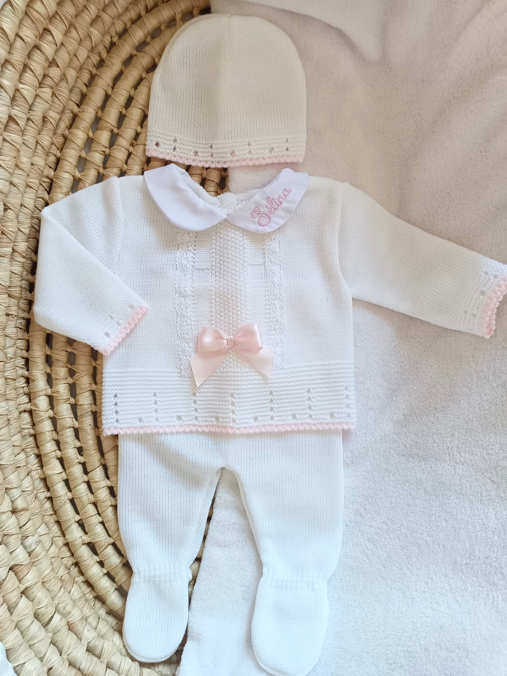 Ensemble naissance en maille personnalisé  – Douceur