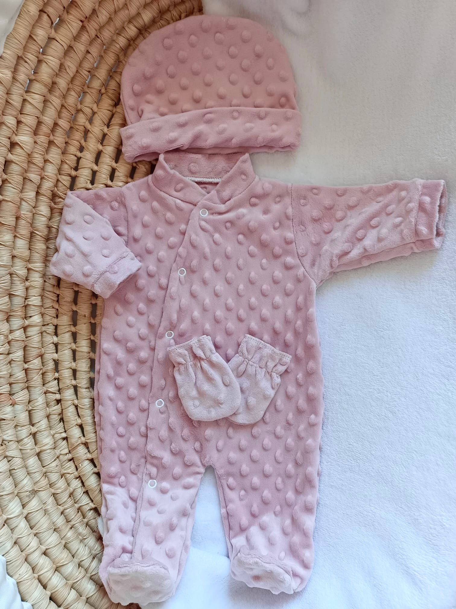 Pyjama naissance personnalisé minky – ensemble 3 pièces bébé