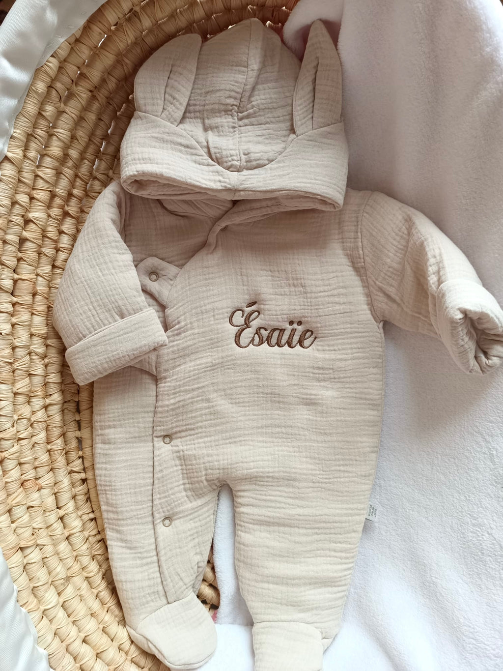 Combinaison pilote bébé personnalisée en gaze de coton