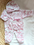 Pyjama naissance personnalisé bébé – 3 pièces en velours, Collection Safari