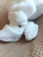 Combinaison maille blanc, croisé, 0/3 mois, 3 pièces - personnalisable -