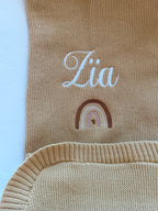 Couverture en maille camel - personnalisable -
