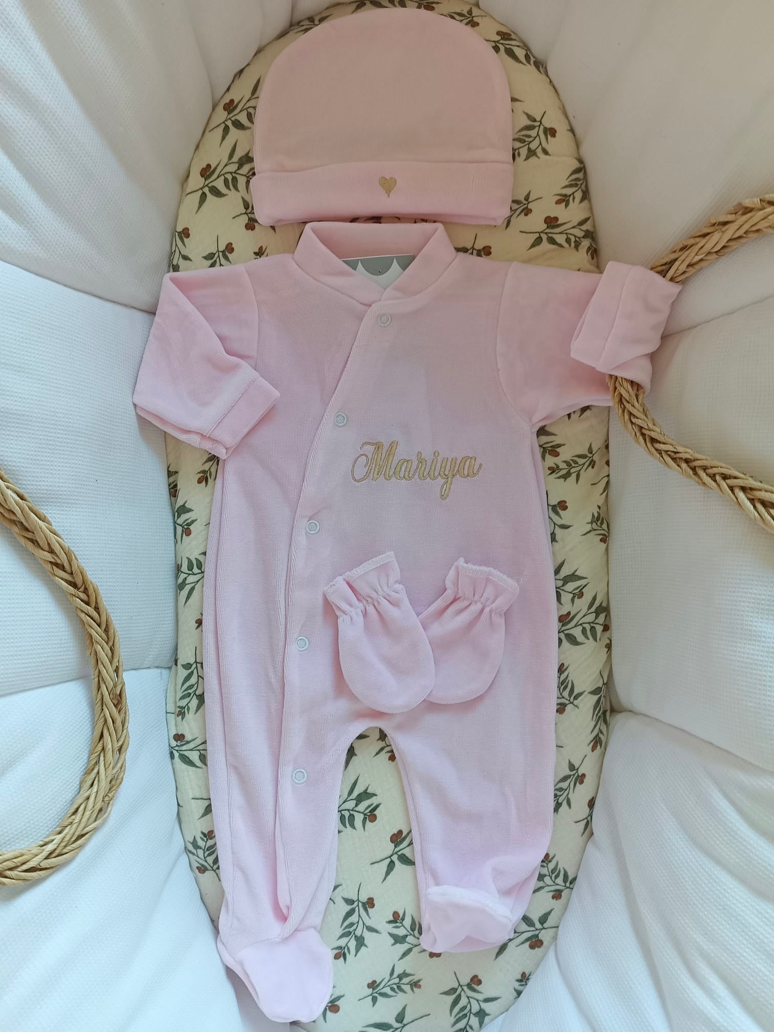 Dors bien velours rose, 3 pièces