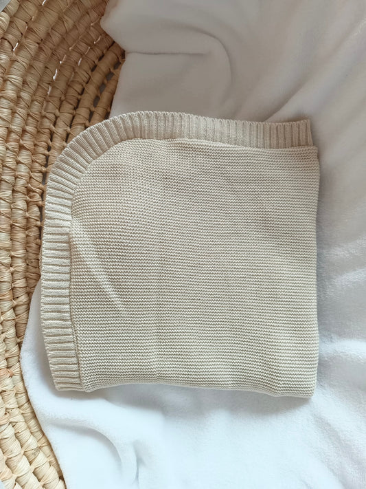 Couverture en maille beige - personnalisable -