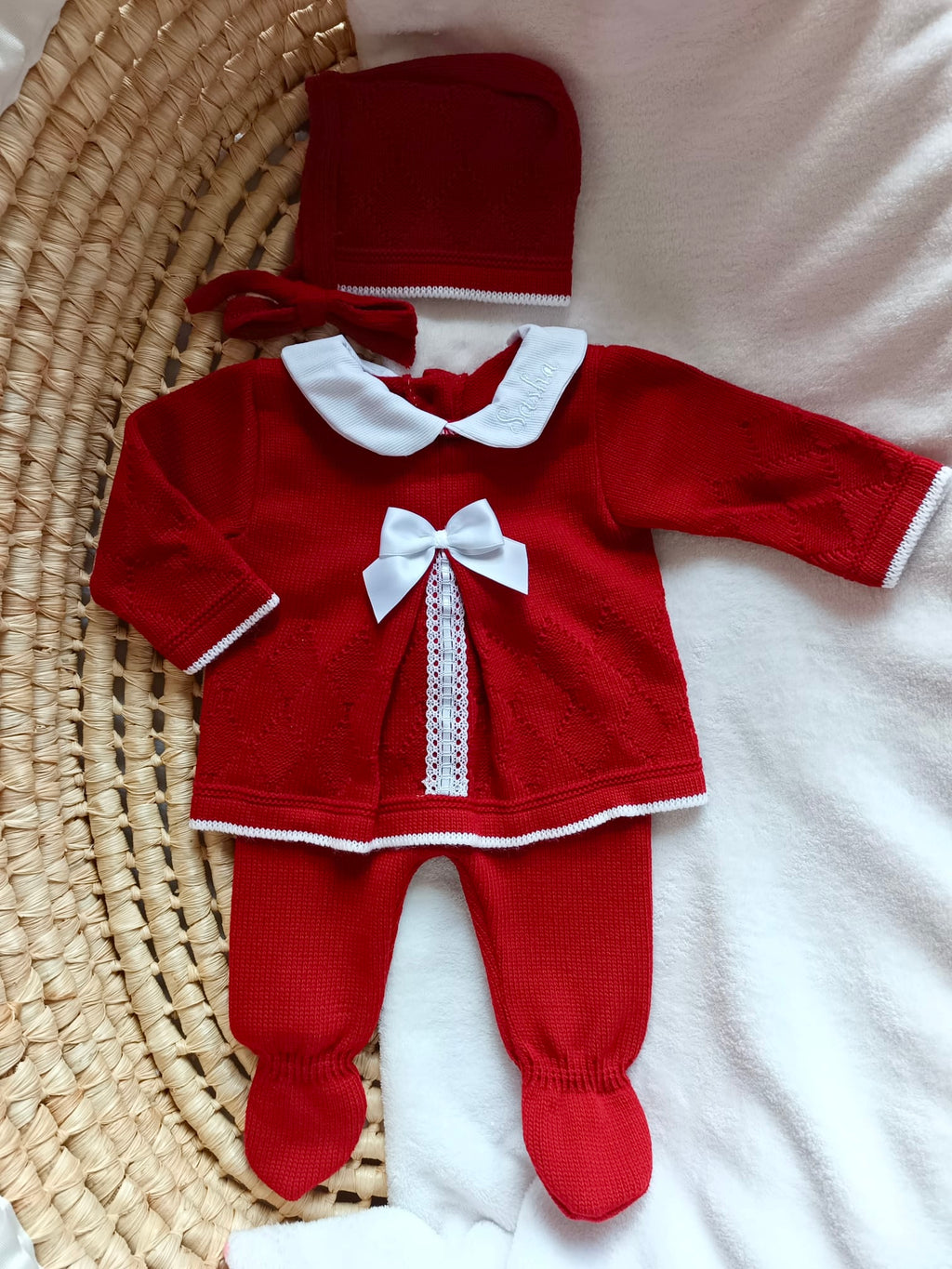 Ensemble naissance en maille personnalisé - Petit Amour