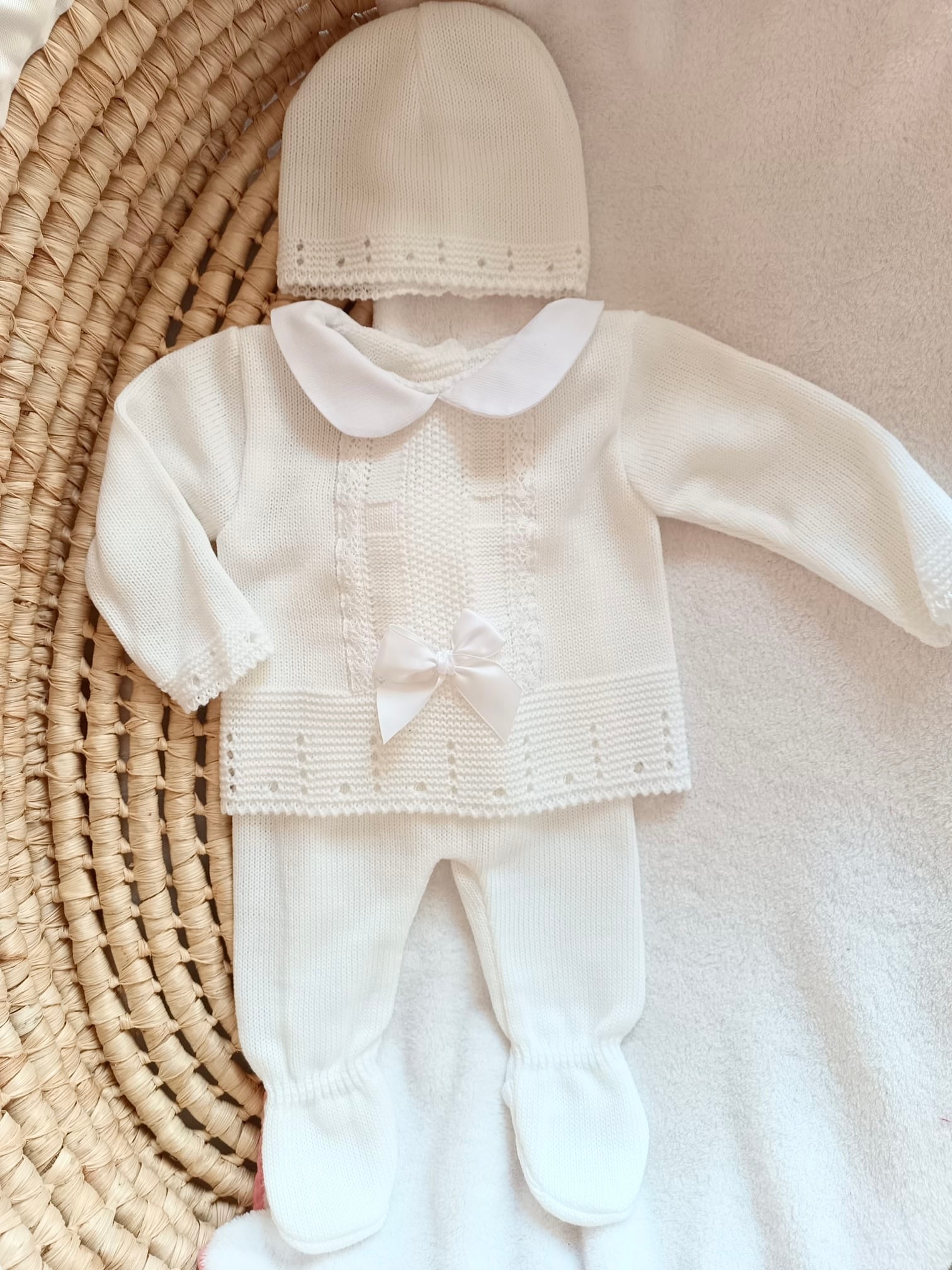 Ensemble naissance en maille personnalisé  – Douceur