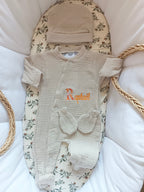 Dors bien gaze de coton beige, 3 pièces