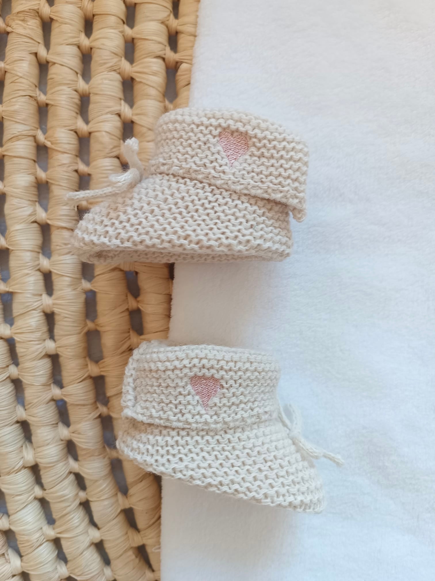 Chausson en maille beige