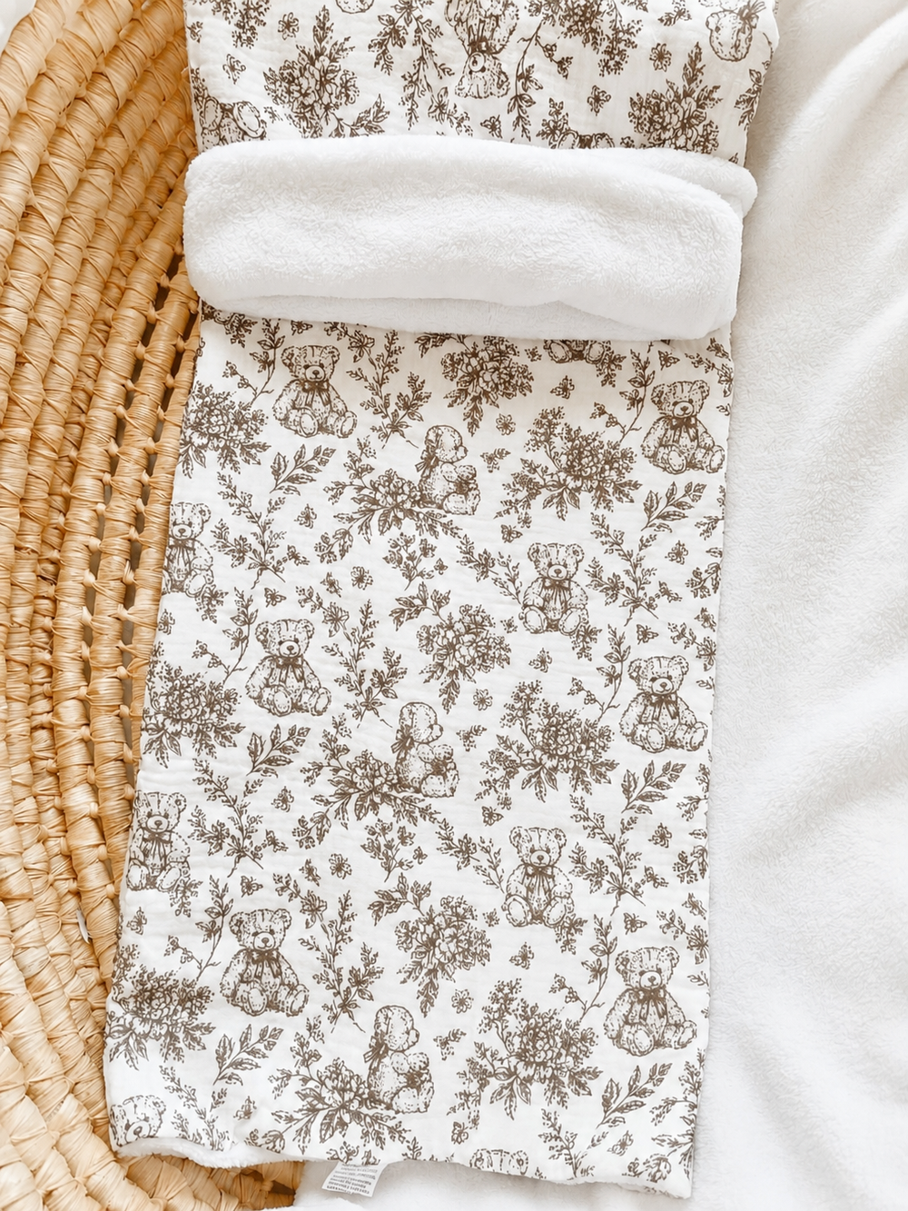 Couverture personnalisée bébé en gaze de coton – Rêve d’Ourson