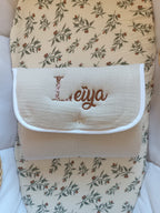 Tapis à langer en gaze de coton beige - personnalisable -