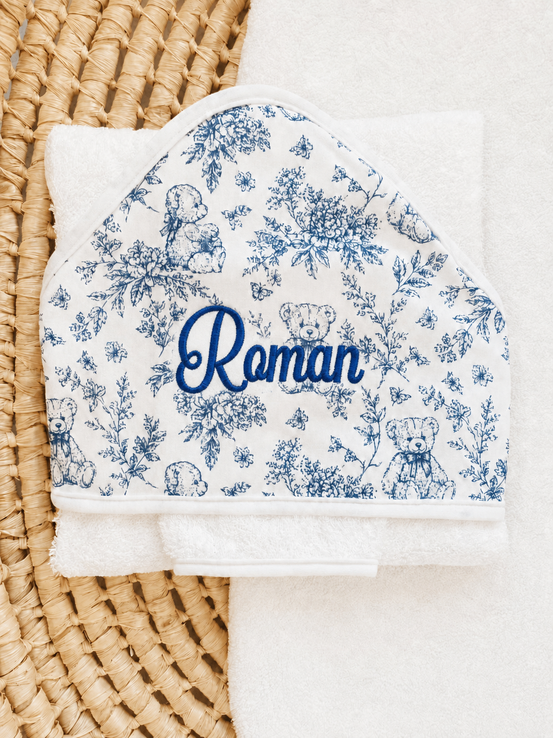 Cape de bain personnalisée bébé en gaze de coton – Rêve d’Ourson