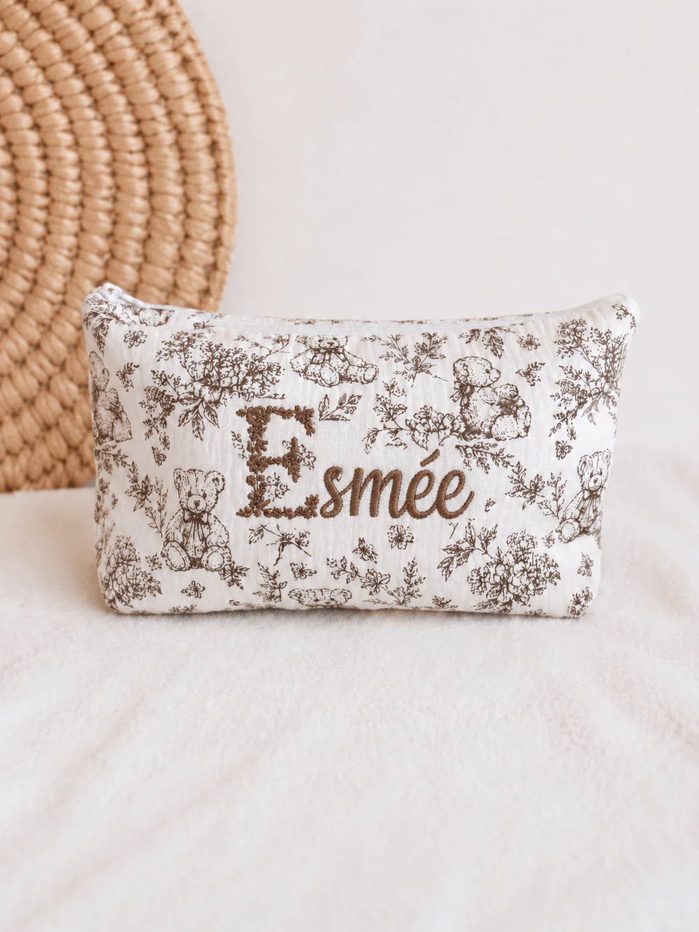 Trousse personnalisée bébé en gaze de coton – Rêve d’Ourson