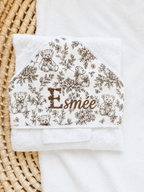 Personalised baby hooded towel in cotton gauze – Teddy Bear's Dream