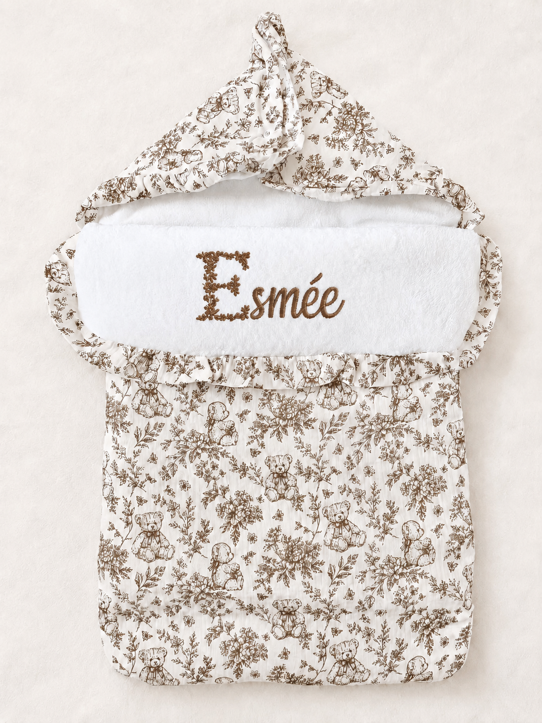 Nid d’ange personnalisé bébé en gaze de coton – Rêve d’Ourson