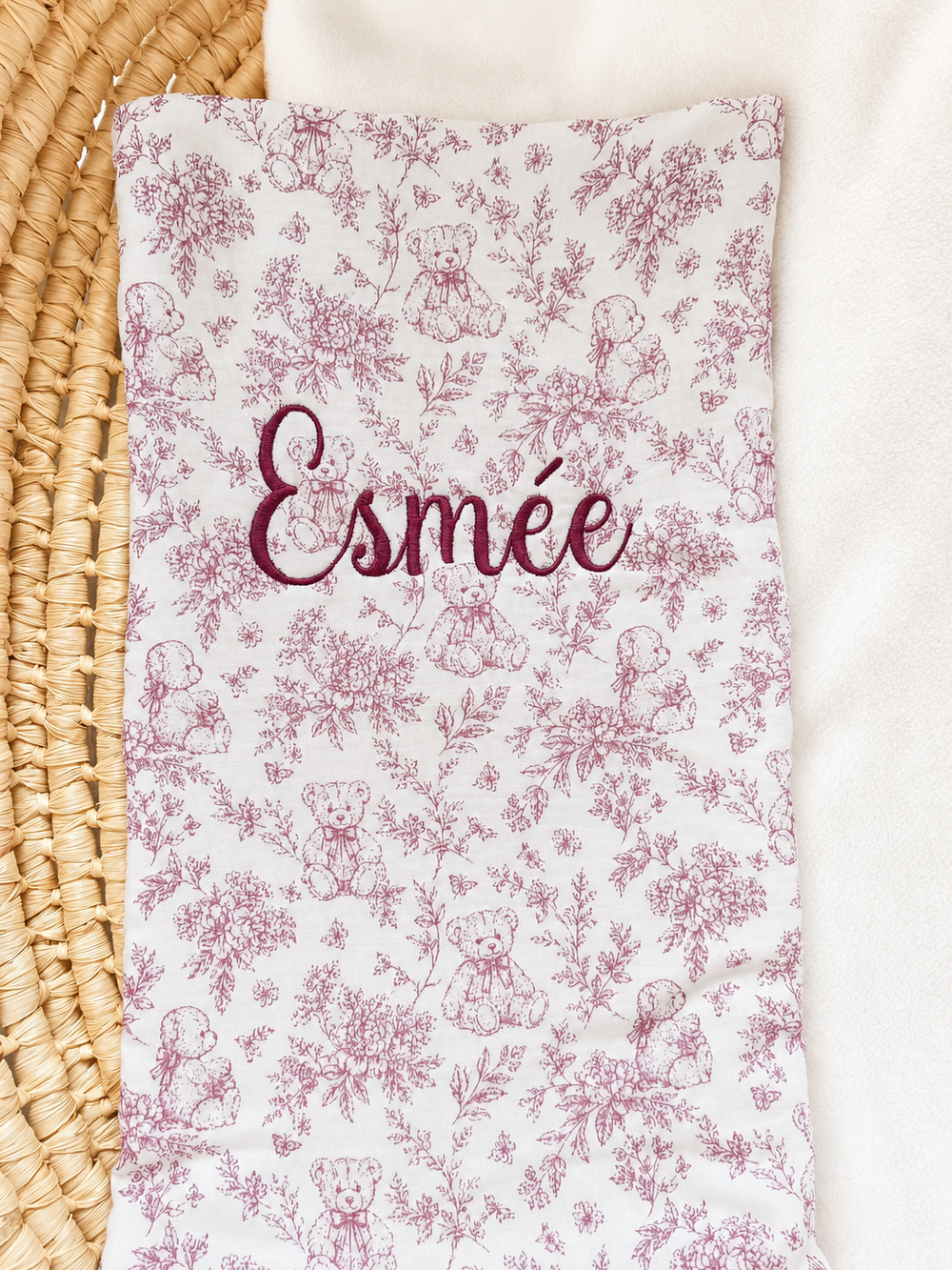 Couverture personnalisée bébé en gaze de coton – Rêve d’Ourson
