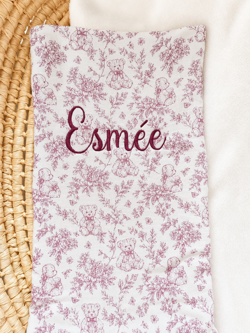 Couverture personnalisée bébé en gaze de coton – Rêve d’Ourson