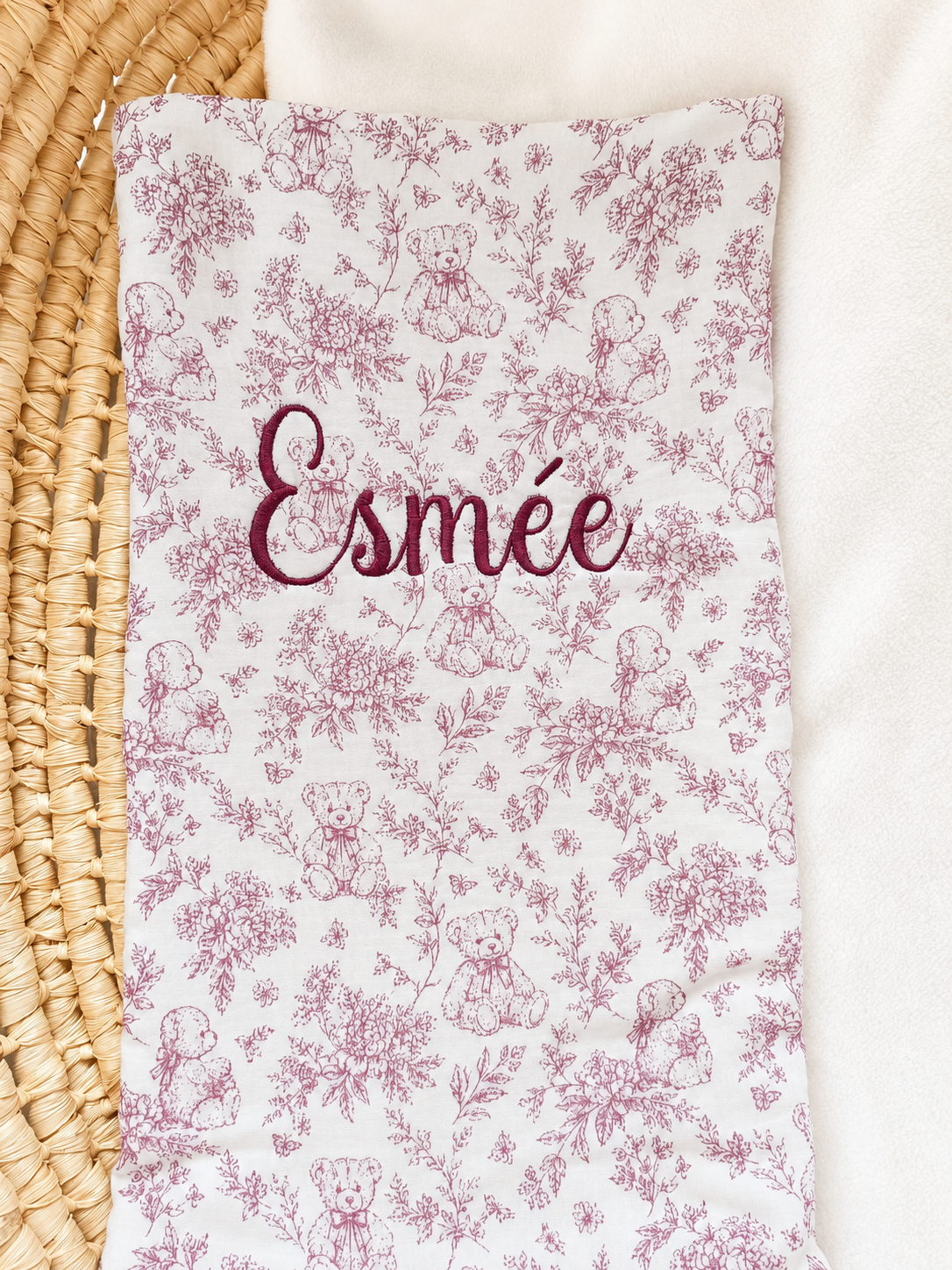 Couverture personnalisée bébé en gaze de coton – Rêve d’Ourson