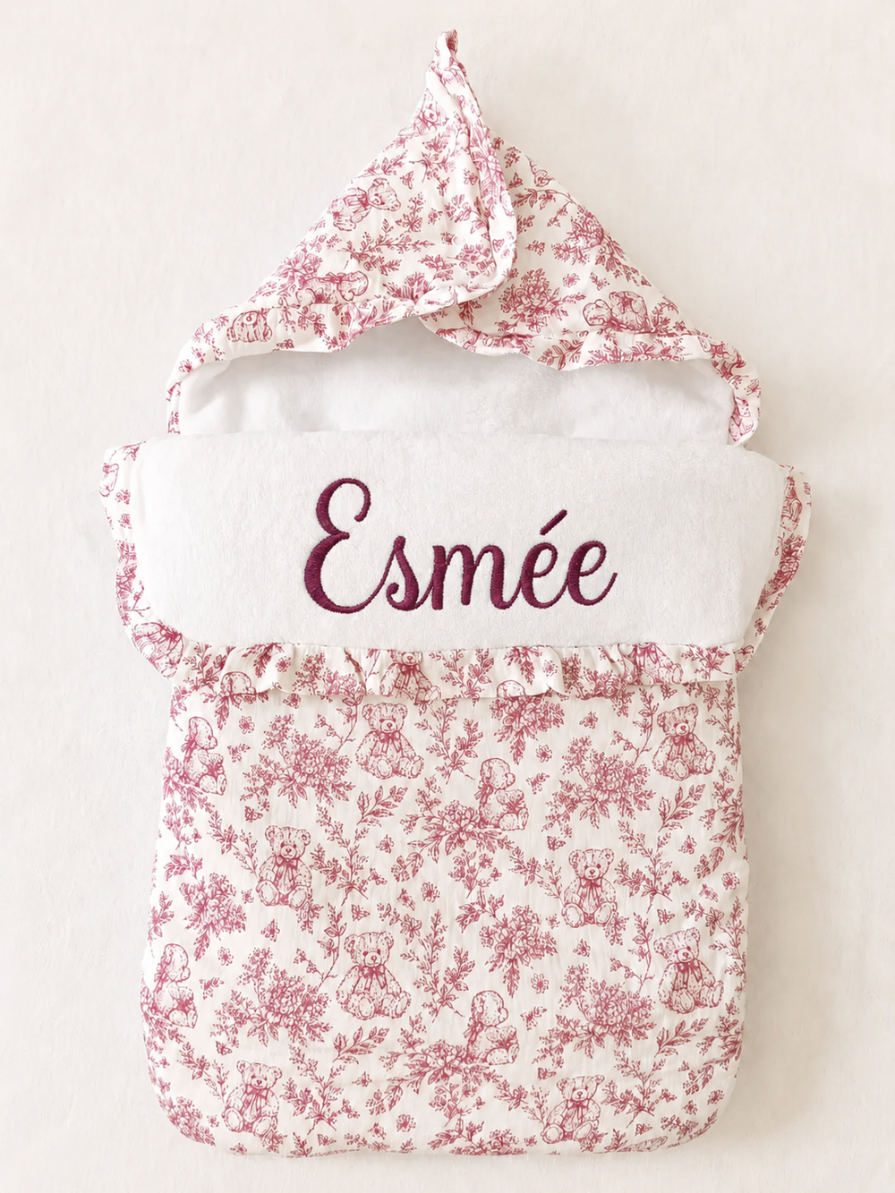 Nid d’ange personnalisé bébé en gaze de coton – Rêve d’Ourson