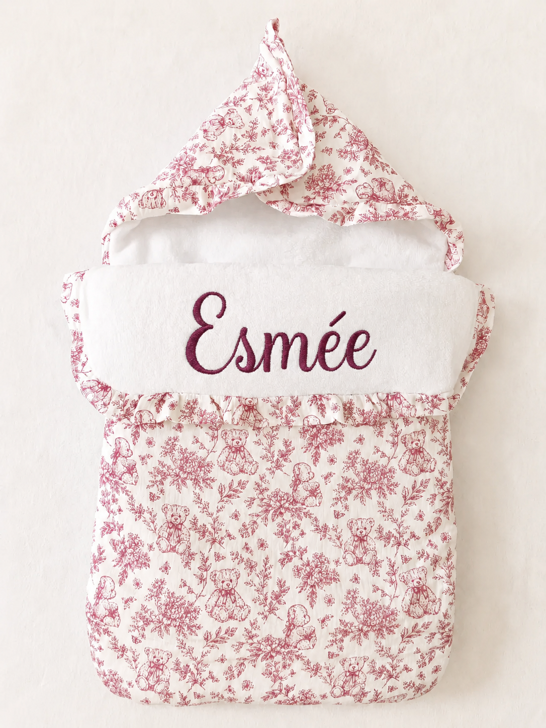 Nid d’ange personnalisé bébé en gaze de coton – Rêve d’Ourson