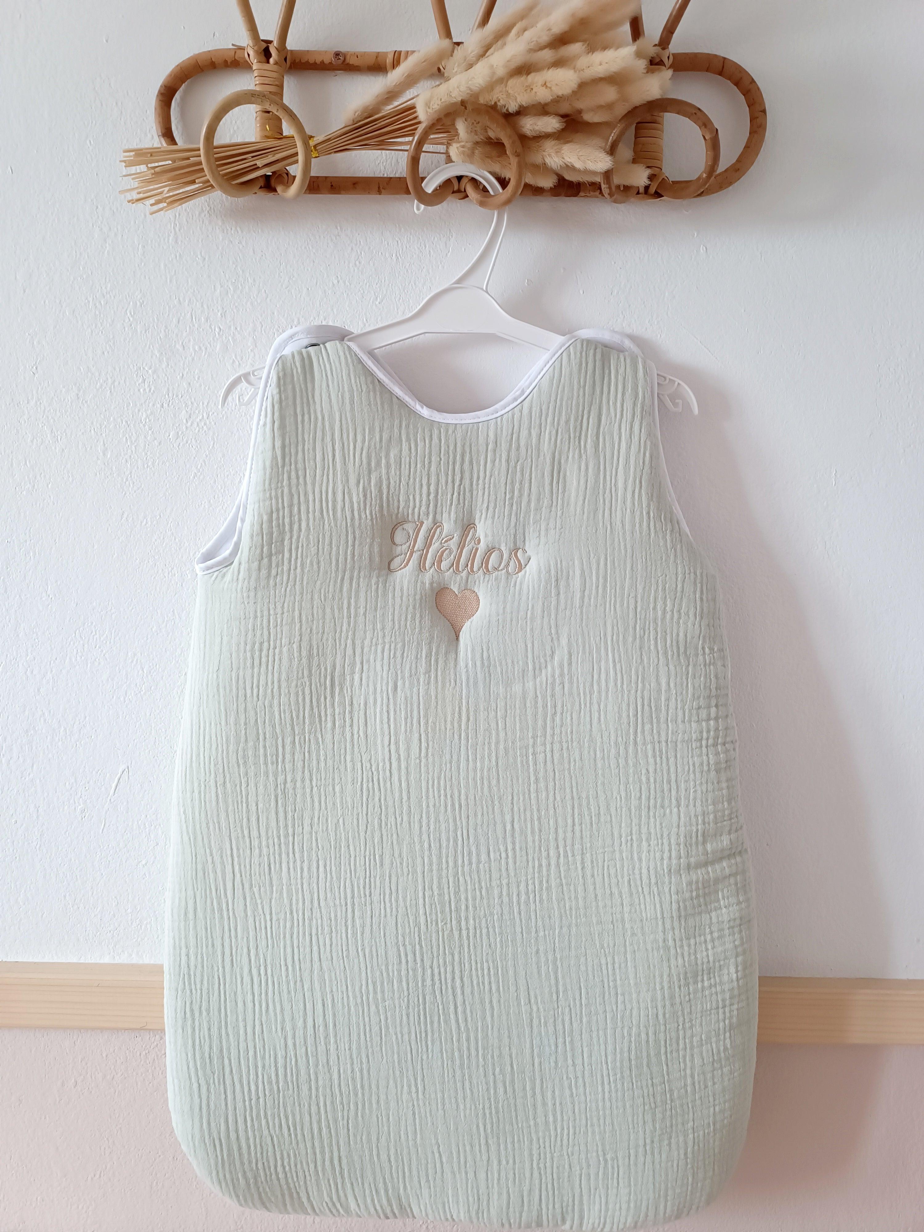 Gigoteuse molletonée en gaze de coton vert sauge