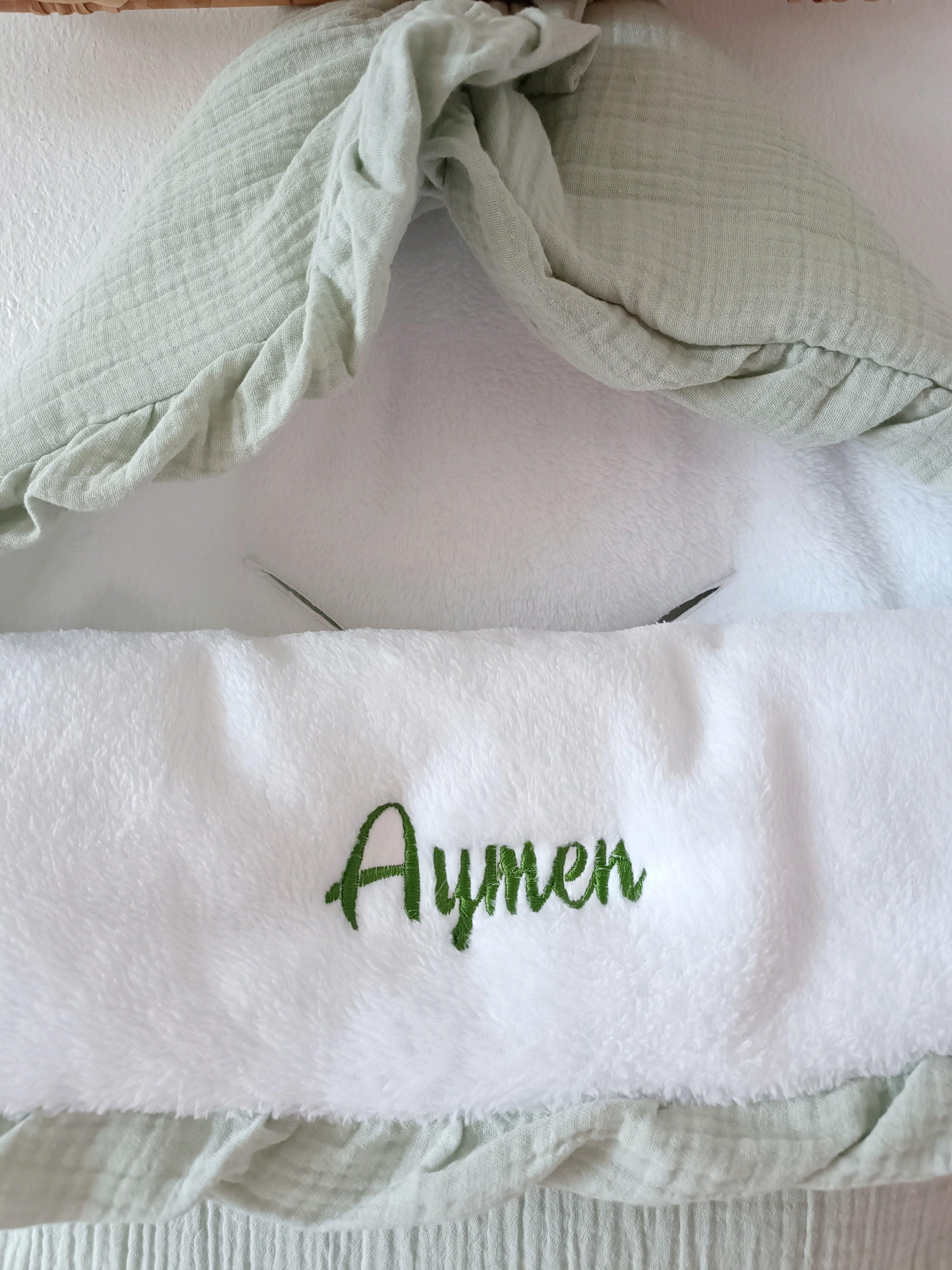 Nid d'ange en gaze de coton et polaire vert sauge