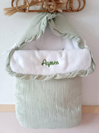 Nid d'ange en gaze de coton et polaire vert sauge