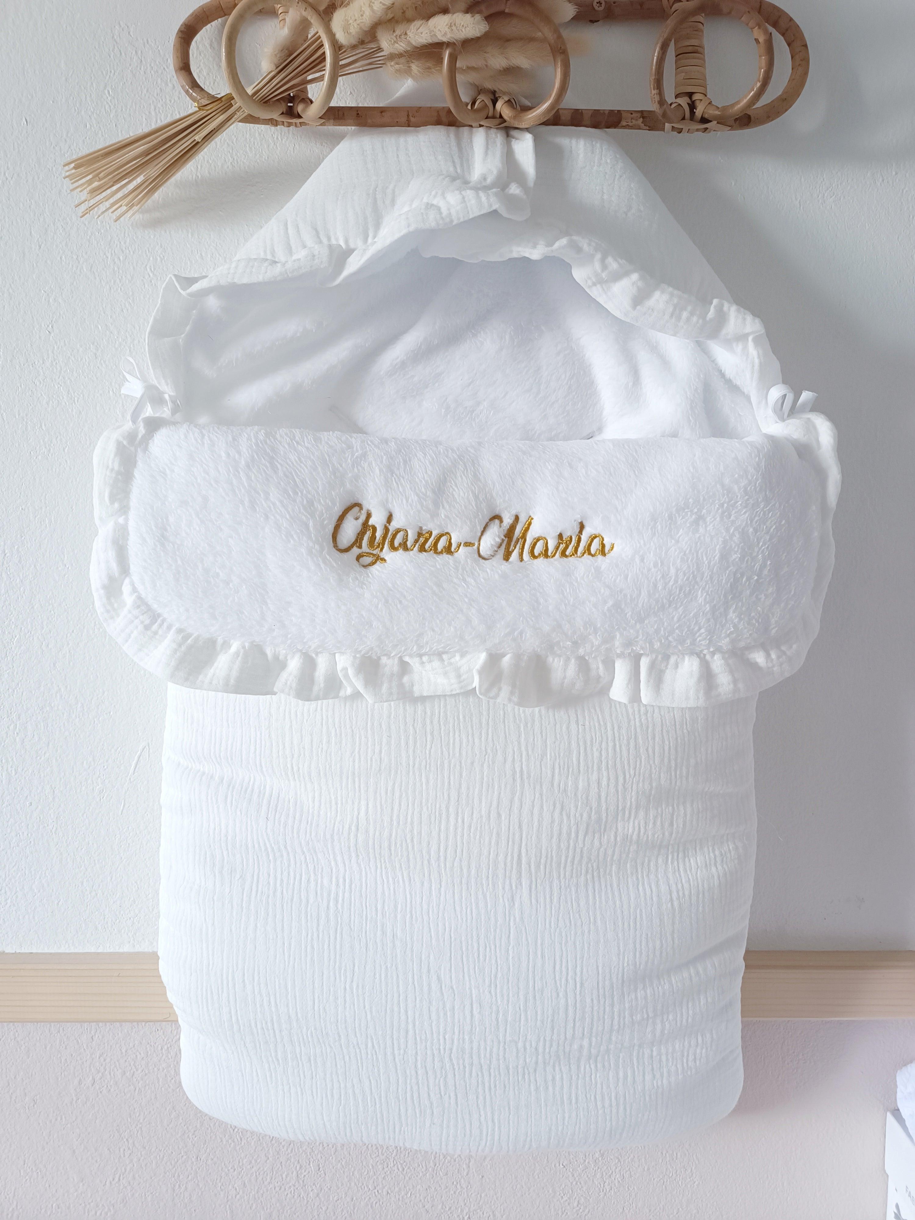 Nid d'ange en gaze de coton et polaire blanc